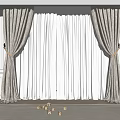 Beige Curtains With Sheer White Layers And Decorative Tiebacks For Window Interior