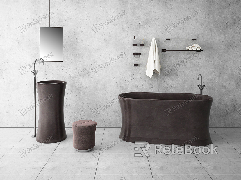 Modern Bathtub Bathtub Wash Basin Towel Bathroom Combination model