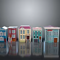 Colorful Small House Building Models With Various Roof Window And Door Designs