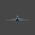 White And Blue Passenger Plane With Modern Design Cockpit Windows And Landing Gear