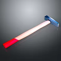 Blue Hammer With Wooden Handle And Red End On Gray Gradient Background 3d model