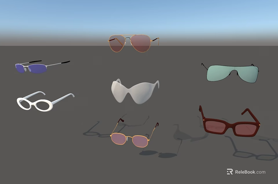 Various Stylish Sunglasses With Different Frame Shapes And Colors For Daily Use 3d model 