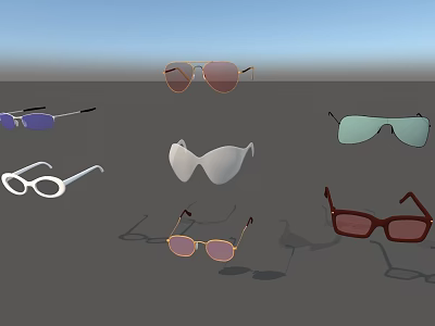Various Stylish Sunglasses With Different Frame Shapes And Colors For Daily Use 3d model