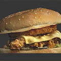 Delicious Juicy Hamburger With Sesame Seed Bun Patty And Cheese On Black Background With Reflection