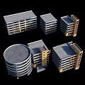 Modern Multi Story Building Exterior Design With Gray Orange Facade And Balconies