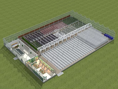 Industrial Factory Building With Steel Structure Roof Spacious Interior And Functional Work Areas 3d model