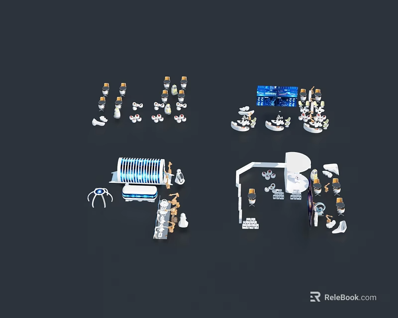 Modern Indoor Table And Chair Set With Multiple Design And Comfortable Backrest 3d model