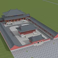Traditional Chinese Ancient Architecture With Gray Tiled Roofs Red Walls And Courtyard Layout