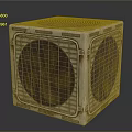 Rusty Metal Caged Electric Fan With Grid Cover And Vintage Style Design