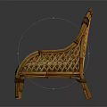 Rattan Leisure Chair With Wooden Frame And Green Cushion Featuring Colorful Pattern
