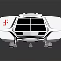 Detailed White Model Spaceship With Geometric Patterns And Reflective Surface