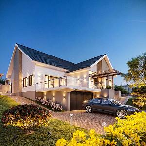 American single-family villa homestay self-built house 3d model