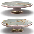 Elegant Coffee Table With Marble Top Gold Base And Pink Trim Design