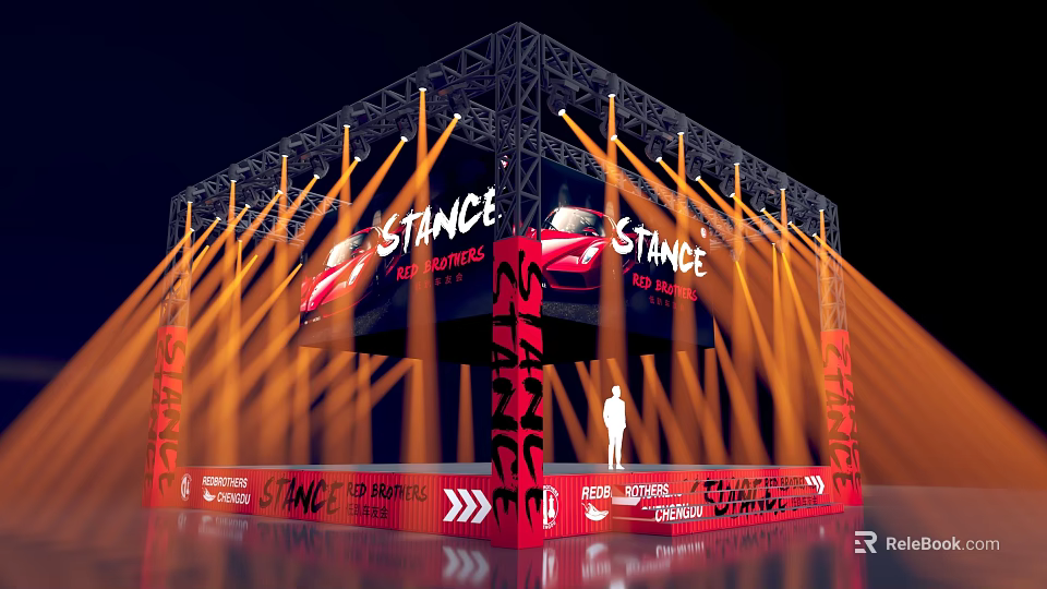 Stance Car Stage Display With Dynamic Lighting And Performance Brand Design 3d model 