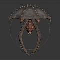 Mysterious Fantasy Creature Featuring Umbrella Top Spikes Spiked Legs Orange Body And Blue Glowing Eyes