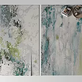 Square Artistic Abstract Patterned Carpet In Blue Green Tones For Modern Living Areas