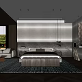 Modern Luxury Bedroom Interior With King Size Bed Wooden Floor And Wall Art