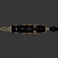 Vintage Warship With Three Yellow Funnels Red Hull Bottom And Classic Mast Design