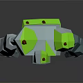 Low Poly Stone Monster Character With Green Shoulders And Brown Spikes