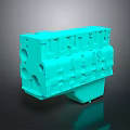 Turquoise Weapon Mechanical Component 3D Model Design With Detailed Structural Features