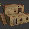 Two Story Residential Building With Earth Toned Exterior Staircase Windows And Doorways