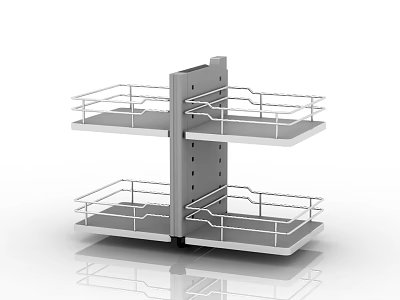 Sturdy Two Tier Metal Storage Rack With Protective Railings And Reflective Base 3d model