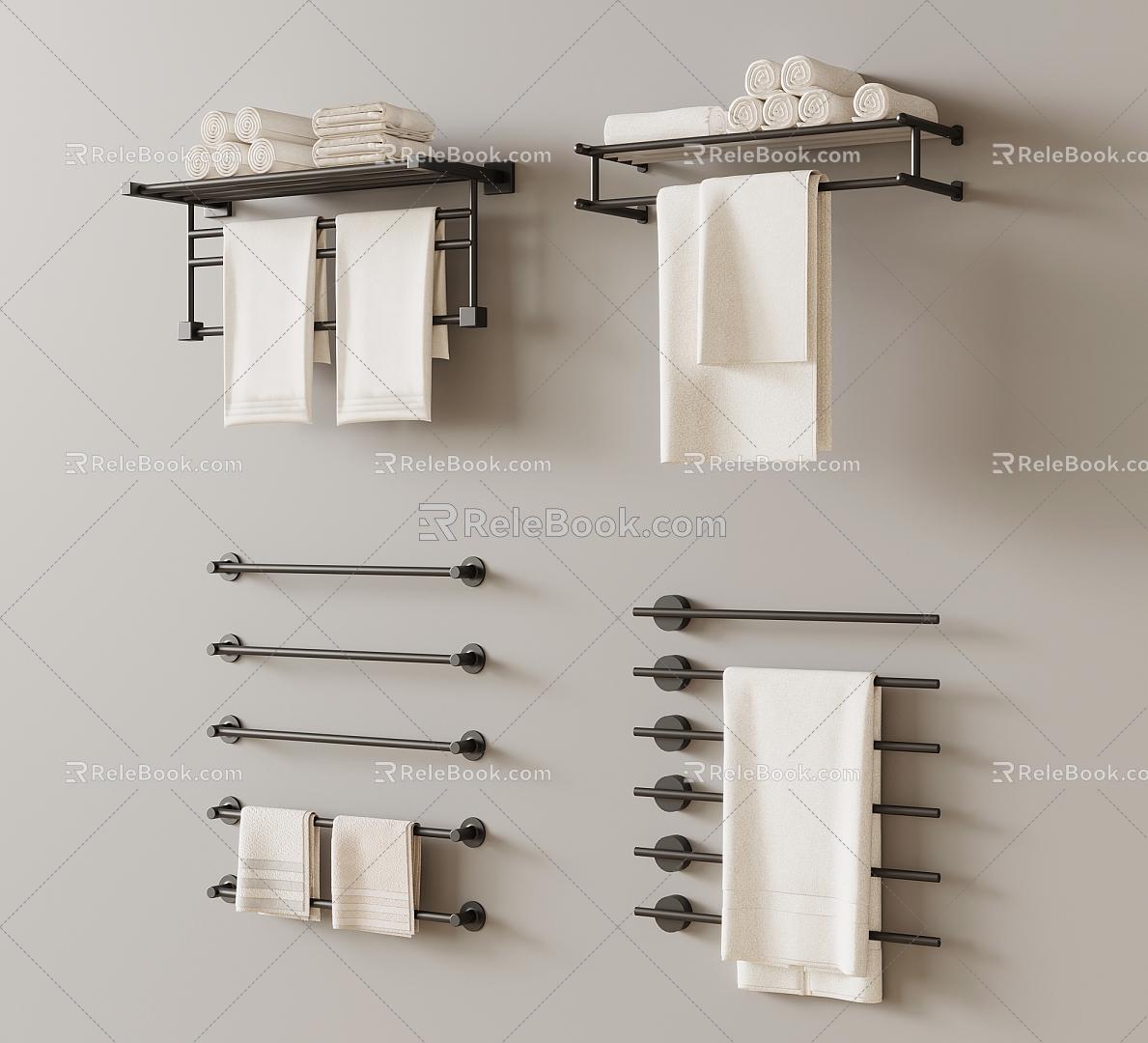 Bathroom hardware towel rack 3d model