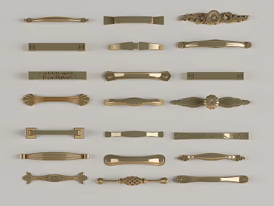 Decorative Metal Furniture Handles With Various Designs For Cabinets And Drawers 3d model