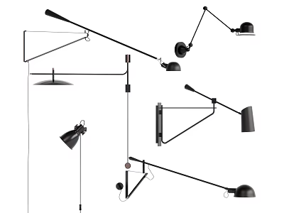 Modern Wall Lamps With Adjustable Arms And Black Finish For Home Decor 3d model