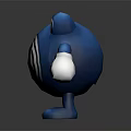Cute Blue Cartoon Creature With Big Eyes White Gloves And Black White Spiral Belly