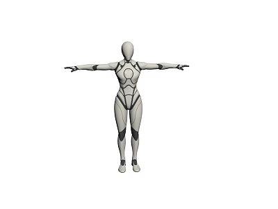 Game Movie Character 3D Humanoid Robot Model with Extended Arms and Geometric Design 3d model