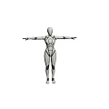 Game Movie Character 3D Humanoid Robot Model with Extended Arms and Geometric Design
