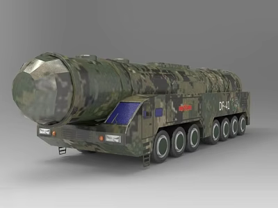 Military Weapon Camouflage Missile Launch Vehicle with Multi wheel Design 3d model