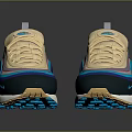 Nike Air Max 97 Sneakers Featuring Beige Blue Pink Gradient And White Sole Design