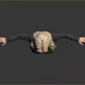 Blonde Woman In Black Long Sleeve Top And Ripped Leggings With Red Shoes Arms Outstretched
