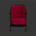 Elegant Vintage Wooden Armchair With Red Upholstered Seat And Carved Arms