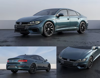 Volkswagen Car Showcased From Multiple Angles 3d model