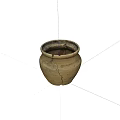 Handcrafted Vintage Ceramic Vessel With Cracked Earthy Yellow Surface Isolated On Dark Background