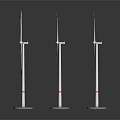Multiple Wind Turbine Models With White Blades Red Markers And Base Stands 3d model