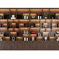 Wooden Storage Shelving Unit With Multiple Compartments Drawers And Decorative Items For Home Organization