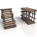 Handmade Rustic Wooden Shelves With Stacked Planks And Multi Tiered Design