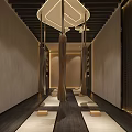 Spacious Yoga Fitness Studio With Aligned Mats And Wall Pose Designs