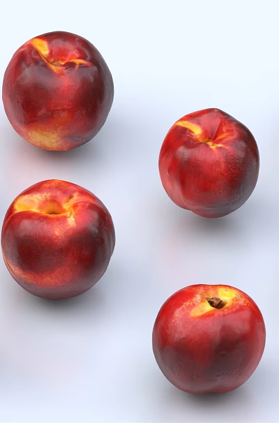 Fresh Ripe Nectarines With Vibrant Red Yellow Skin Arranged On White Background 3d model Fresh Ripe Nectarines With Vibrant Red Yellow Skin Arranged On White Background 3d model