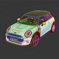 White Mini Cooper With Yellow Side Mirrors Black Roof And Black Wheels