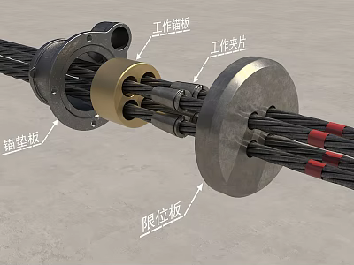 Industrial Steel Cable Connector Assembly With Anchor Plate Limit Plate Work Cone And Work Gasket 3d model