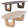 Modern Wooden Dining Table With Oval Top And Unique Curved Legs Design