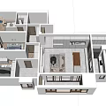 Birds Eye View Of Modern Apartment Interior Layout With Living Room Bedroom And Kitchen Furniture
