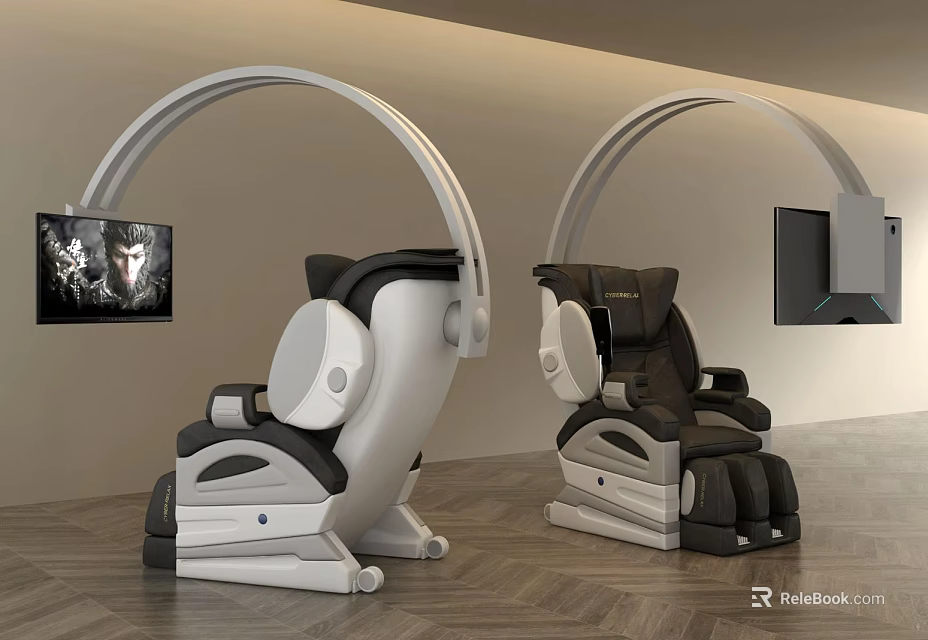 Modern Massage Chair With Ergonomic Design LCD Screen And Home Interior Setup 3d model 