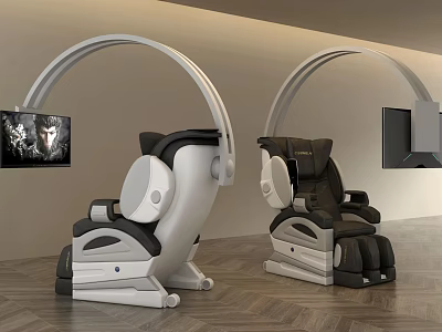 Modern Massage Chair With Ergonomic Design LCD Screen And Home Interior Setup 3d model