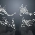 Modern Water Fountain With Dynamic Transparent Splashes And Visual Effects 3d model